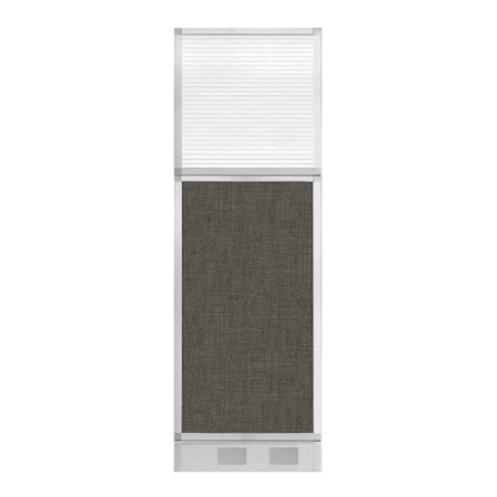 Versare Hush Panel Cubicle Partition 2' x 6' W/ Window Mocha Fabric Clear Fluted Window W/ Cable Channel 1812559-1